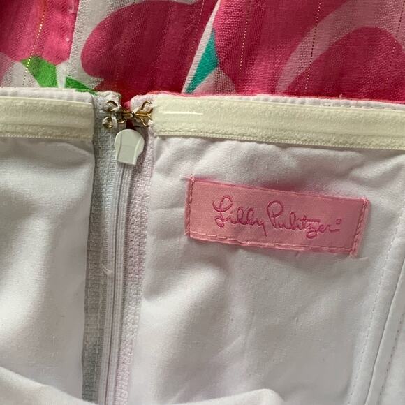 Lilly Pulitzer Betsey Had Me A Blast Strapless Dress Floral Beaded Halter SZ 4 6 - Picture 9 of 14